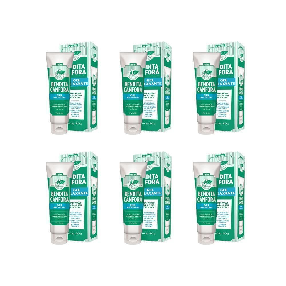 Bendita Cânfora Gel Relaxante 80G Kit Com 6