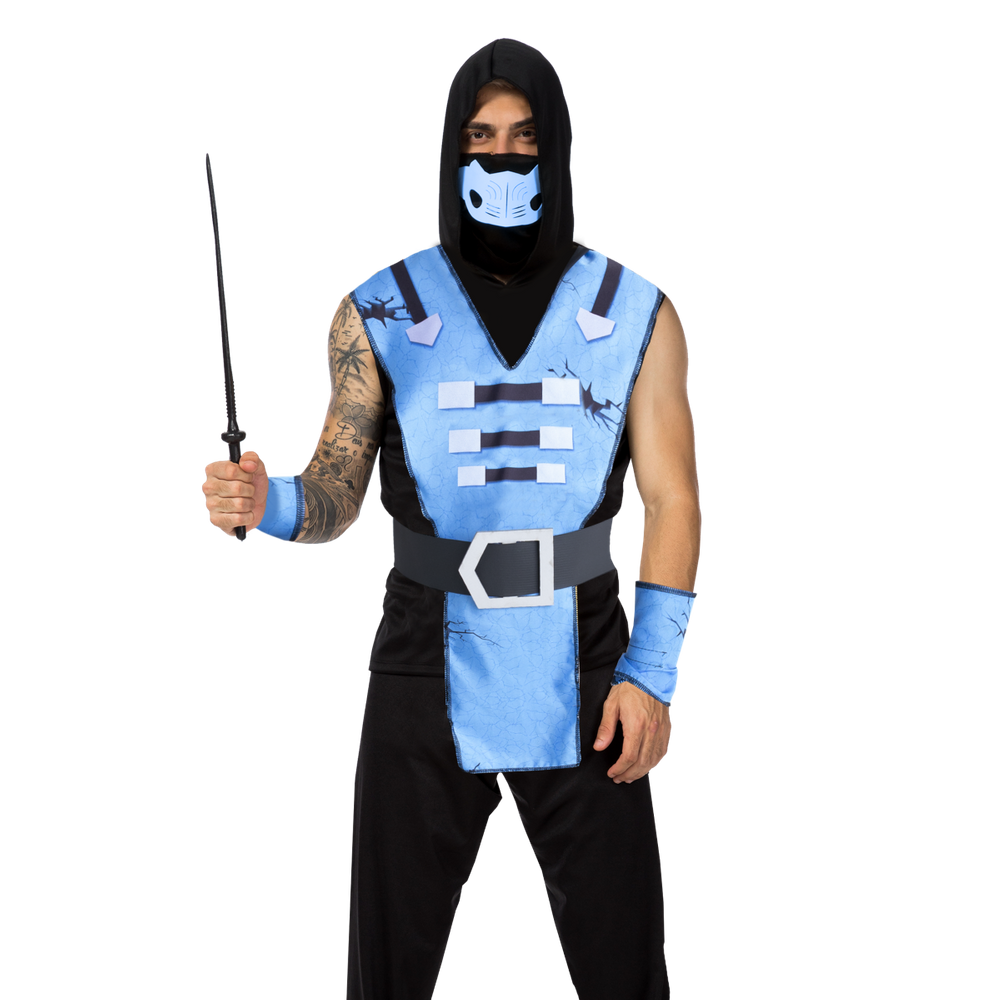 Fantasia Ninja Adulto Azul Fighter Mortal Carnaval Halloween