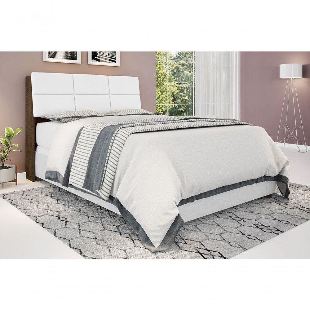 Cabeceira Box Casal 1,38 Malbec Com Painel Class Branco