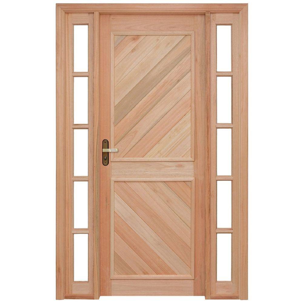 Porta de Madeira Lambril 213x144cm com Batente 9,4cm EWK P12 M34 Rondosul Marroml
