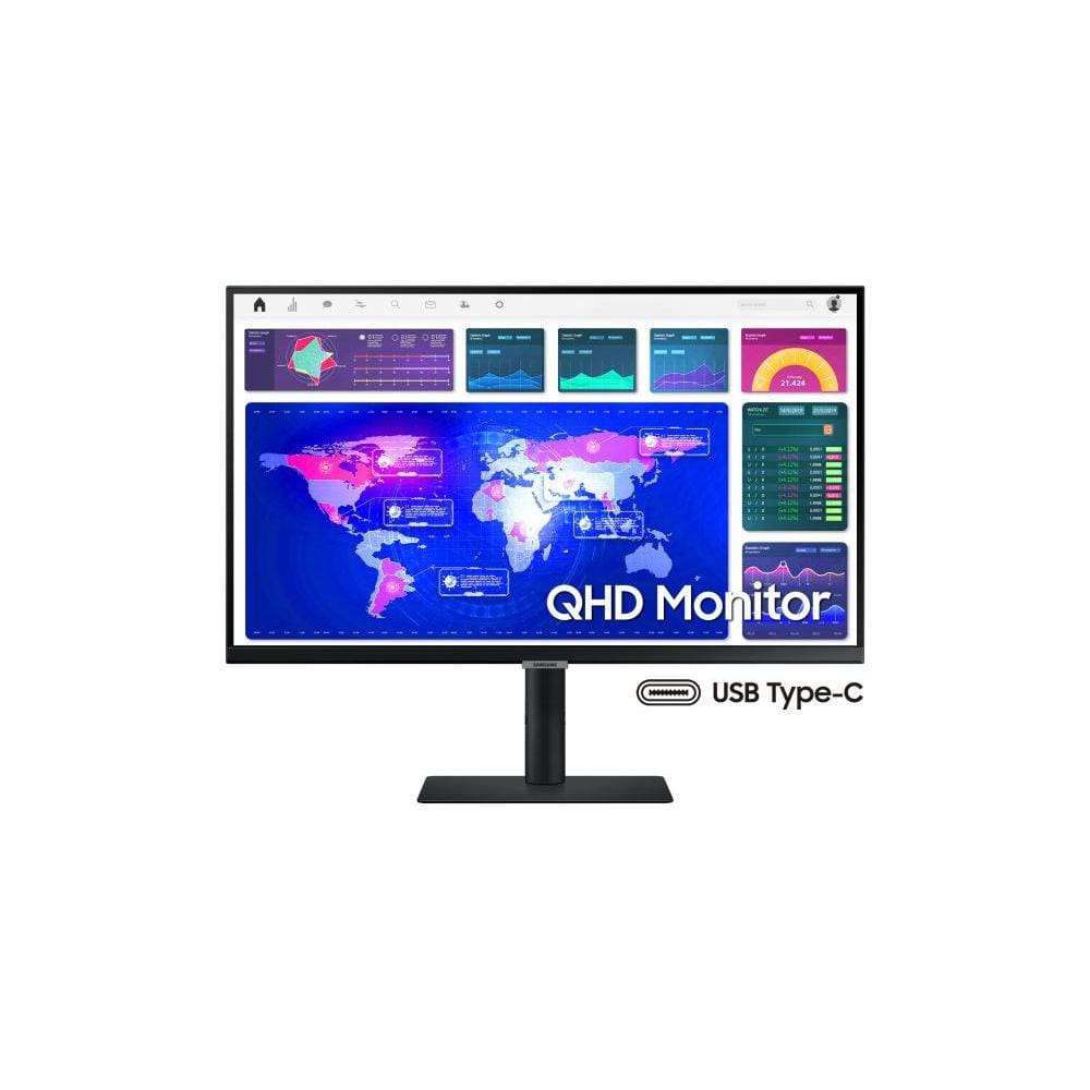 Monitor QHD Samsung, 27", HDMI, Display Port, USB, USB-c 90W, LAN, HAS, Preto, S60UA