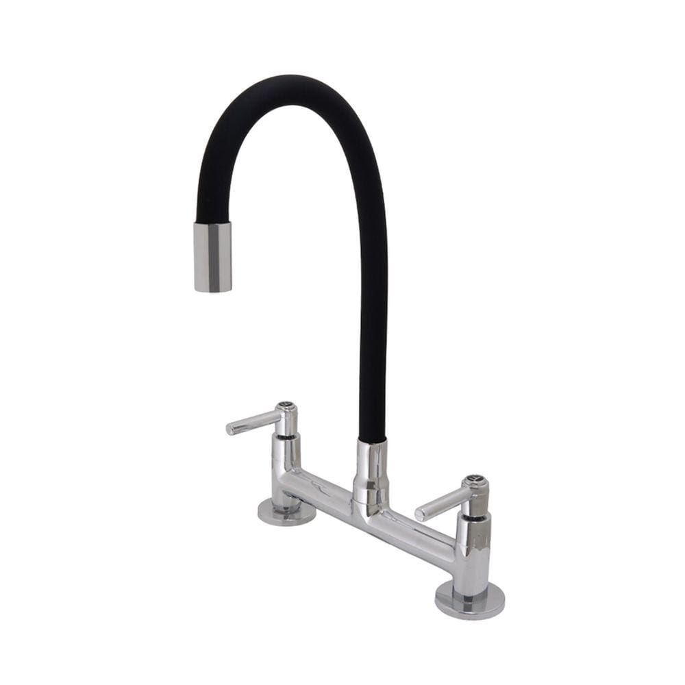 Torneira Pia Cozinha Misturador Mesa Flexível Preto Fosco