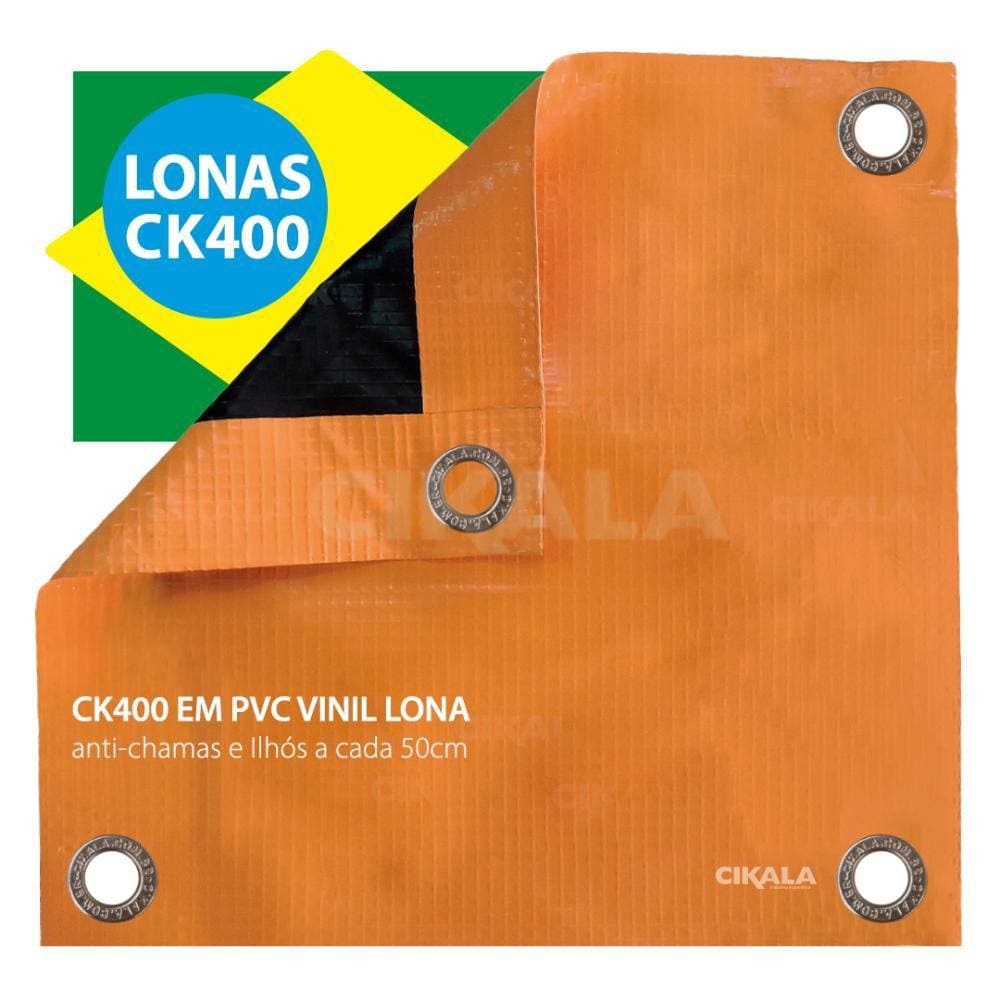 Lona Ck400 Laranja X Preta 2x2 Metros em Pvc Para Cobertura Estática