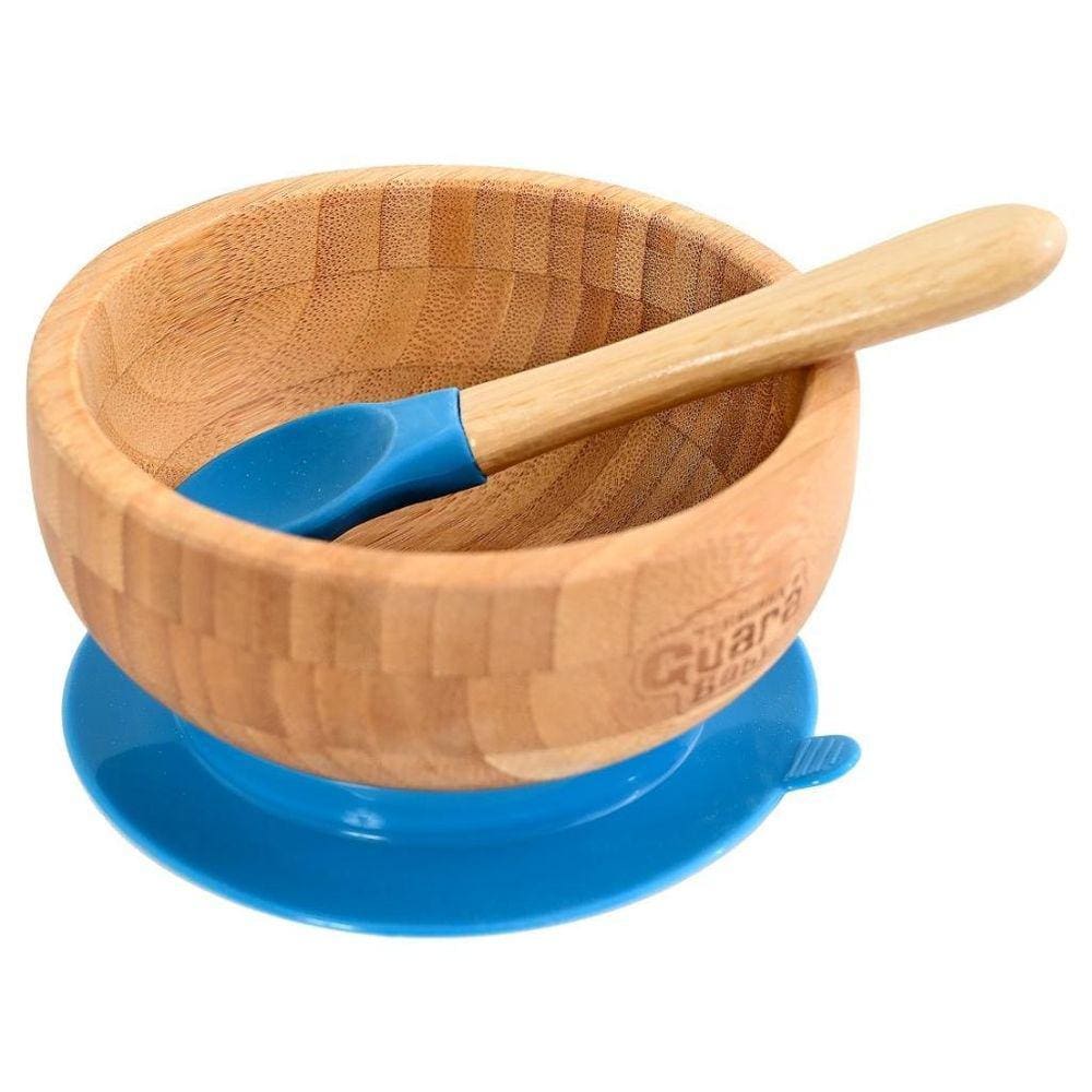 Tigela Infantil De Bambu Com Ventosa Azul - Turminha Guará