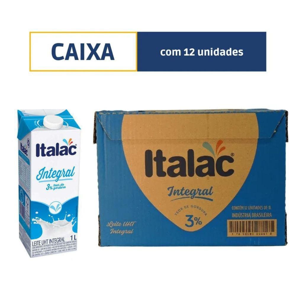 Caixa Leite Italac Longa Vida Integral 12 Unidades