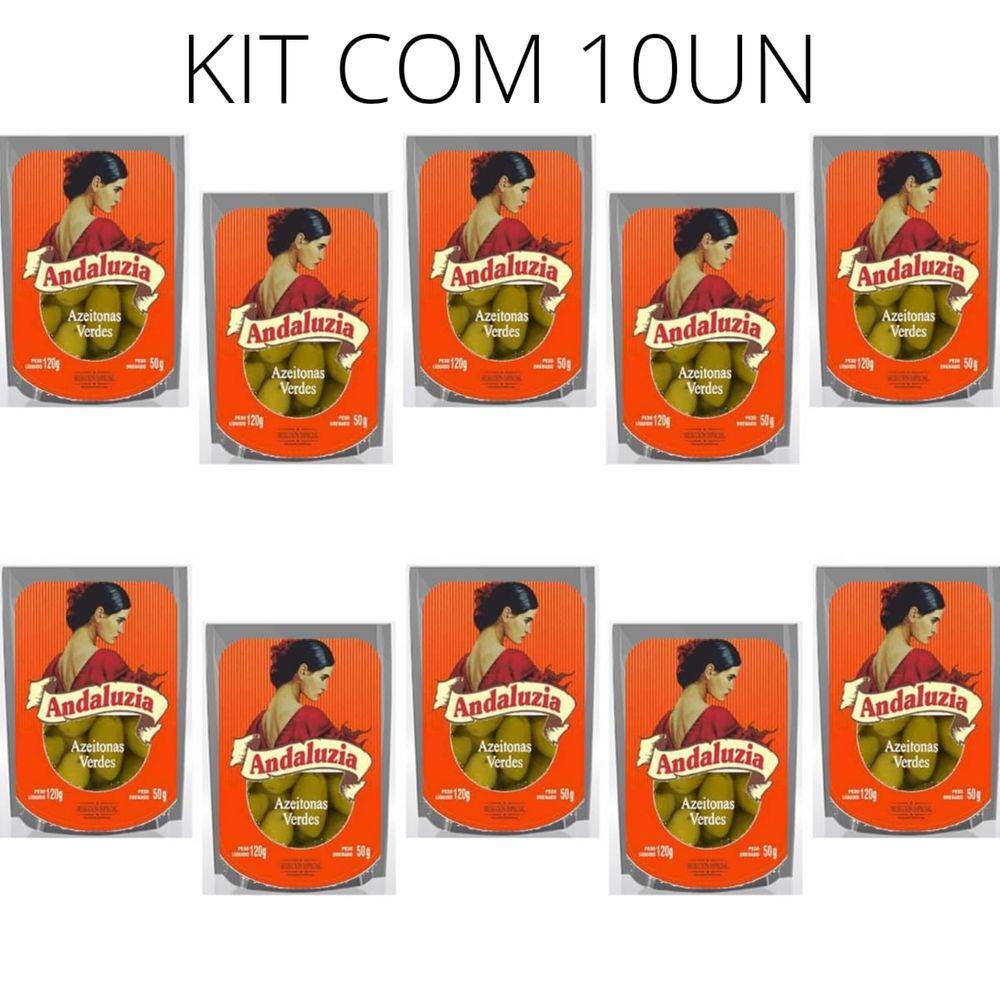 Kit 10 Unidades de Azeitona Verde com Caroço 50g - Andaluzia