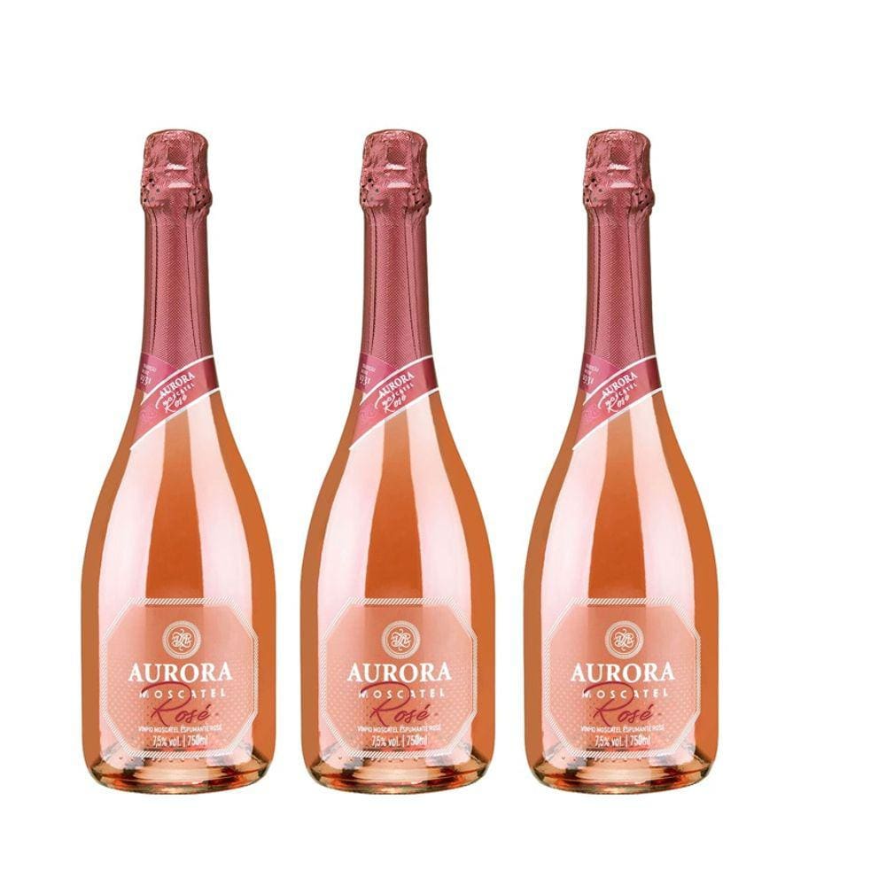 Kit Espumante Aurora Moscatel Rosé 750ml 3 unidades