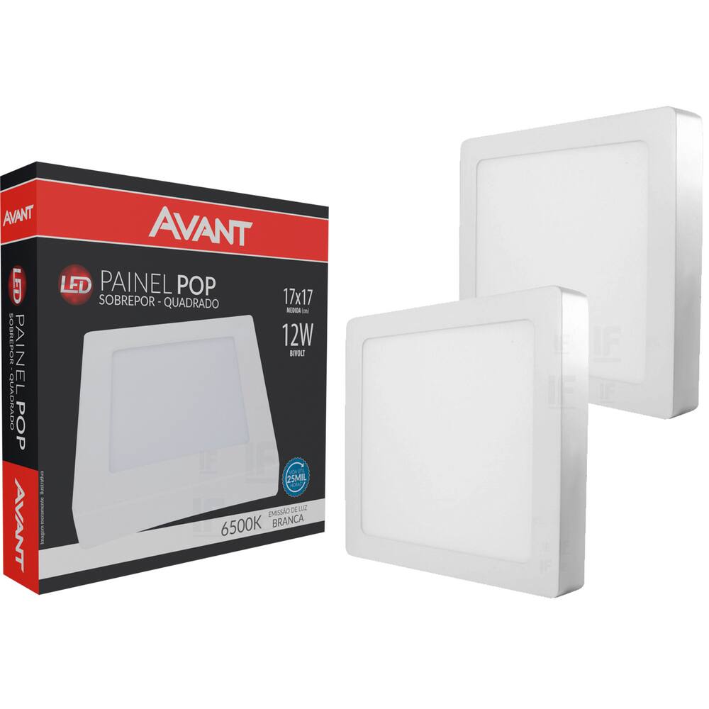 Kit 2 Luminária Sobrepor 12w Painel Plafon Led 6500k Sqbf