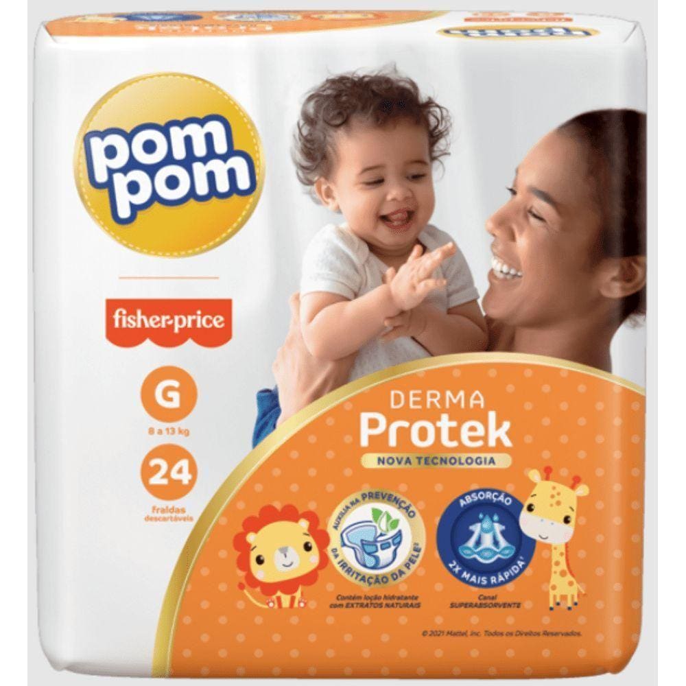 Fralda Pom Pom Derma Protek G Com 24 Unidades