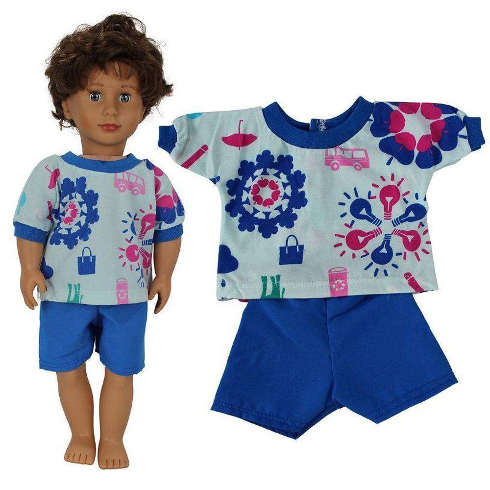 Roupa para Boneca - Bebê Reborn - Laura Baby - Monkey - Azul - Shiny Toys