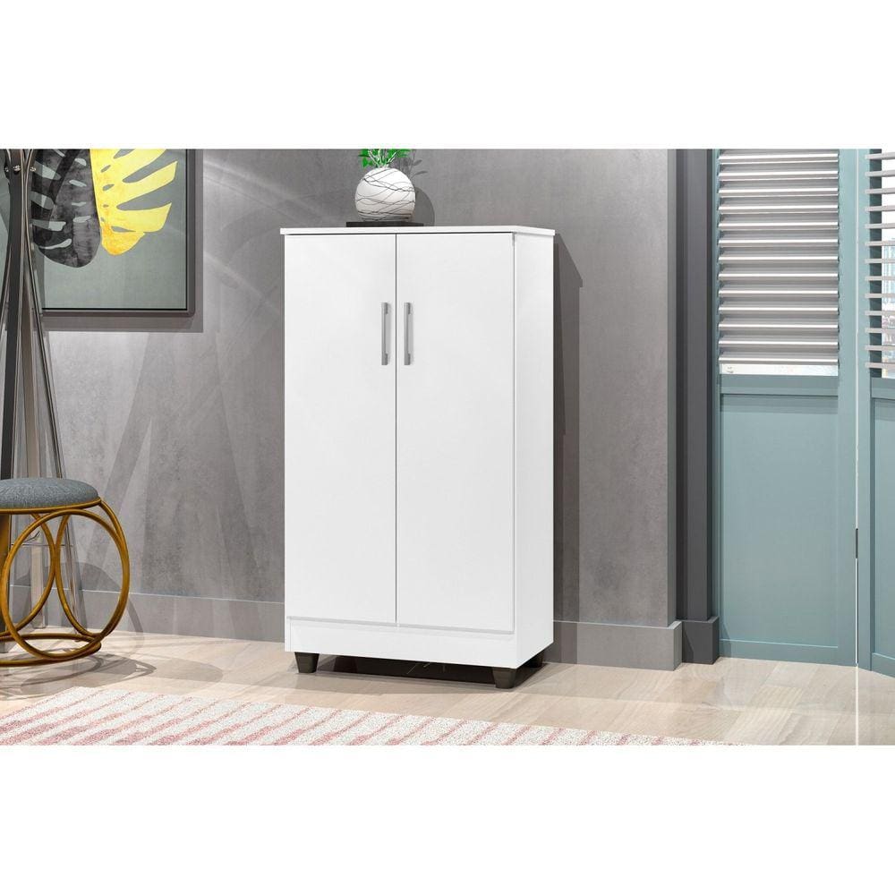 Armário Multiuso Multiuso Smart 2 Portas 3 Prateleiras J&A Móveis Branco