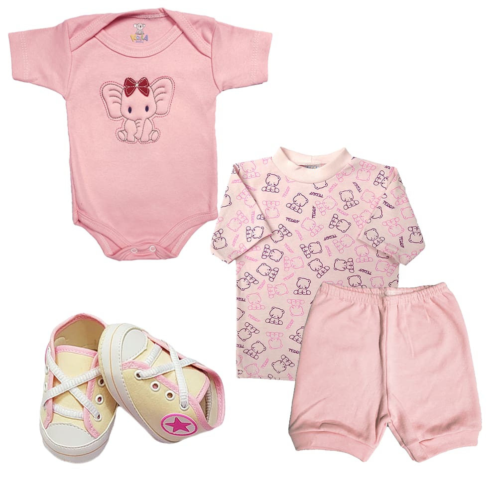 Kit Roupinha De Bebê 4 Peças Bebê Confortável Estiloso Verão