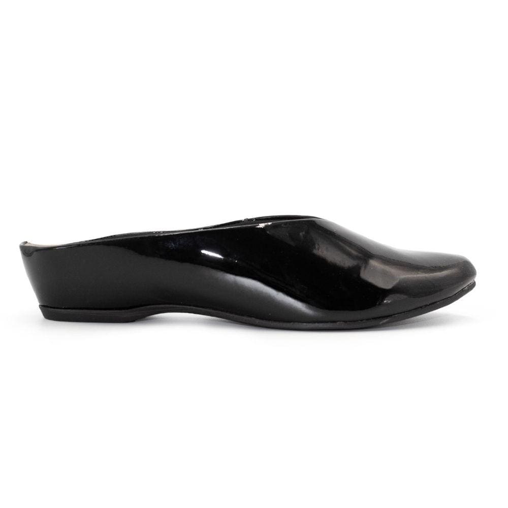 Mule Usaflex Feminino Salto Embutido Couro Verniz N2286