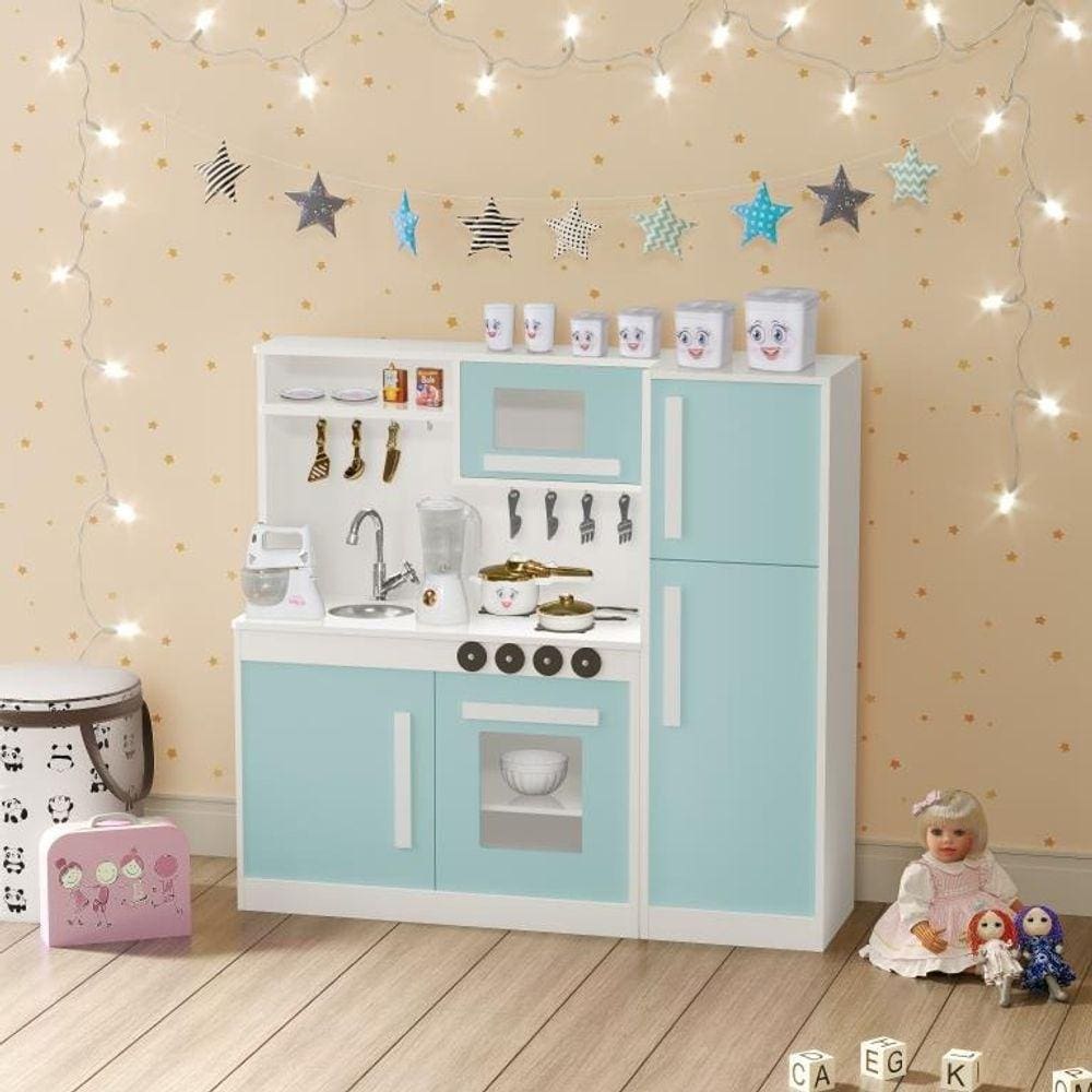 Cozinha Infantil Perfeita Com Geladeira e Fogão MDF Menta