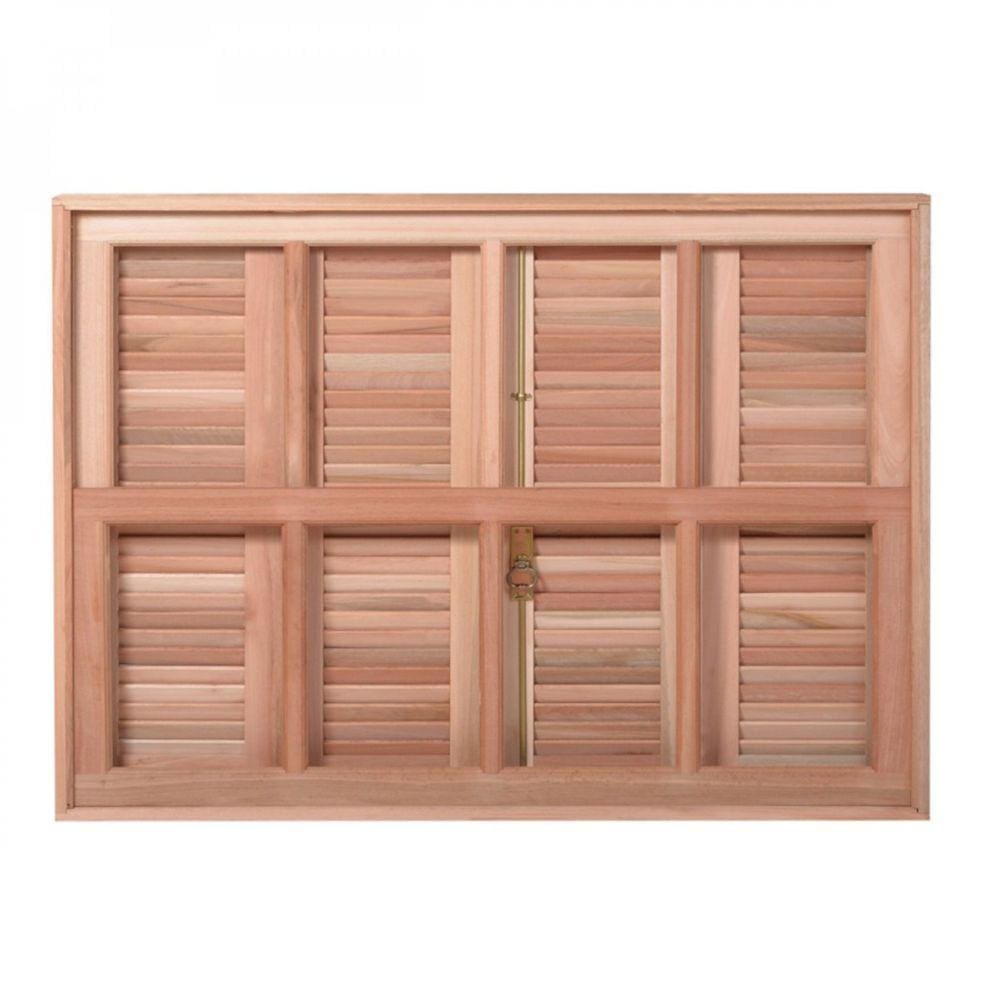 Janela Guilhotina Com Ferragem JE821 Esel 100cmx140cmx12cm Marroml