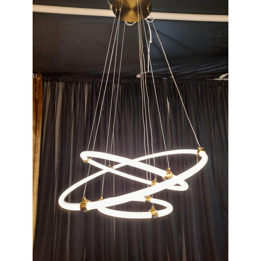 Pendente 3 Aneís em Led com Detalhes Metal Bronze