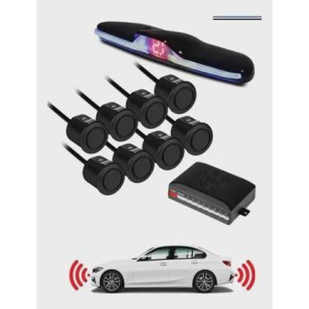 Sensor De Estacionamento 8 Pontos Kx3 preto display slim moderno com bip