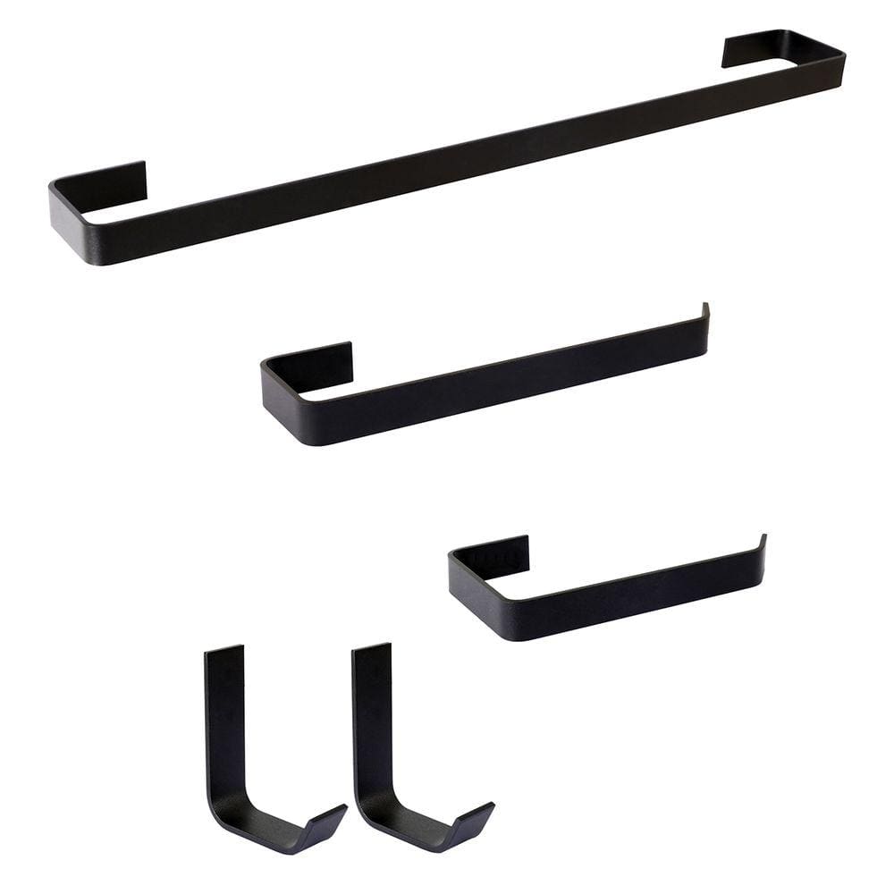 Kit De Acessórios Banheiro 5 Peças Stander 2 Cabides Preto