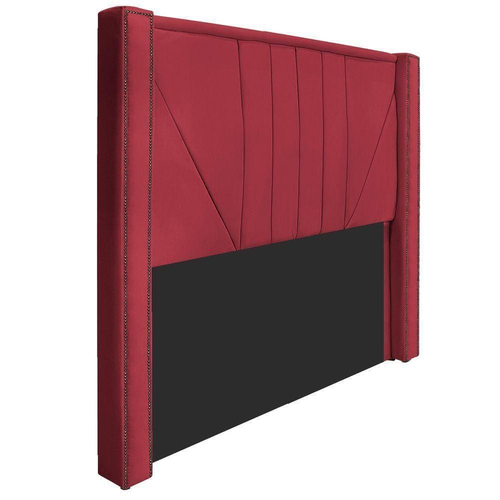 Cabeceira Queen 160 Cm Para Cama Box Suede Vermelho