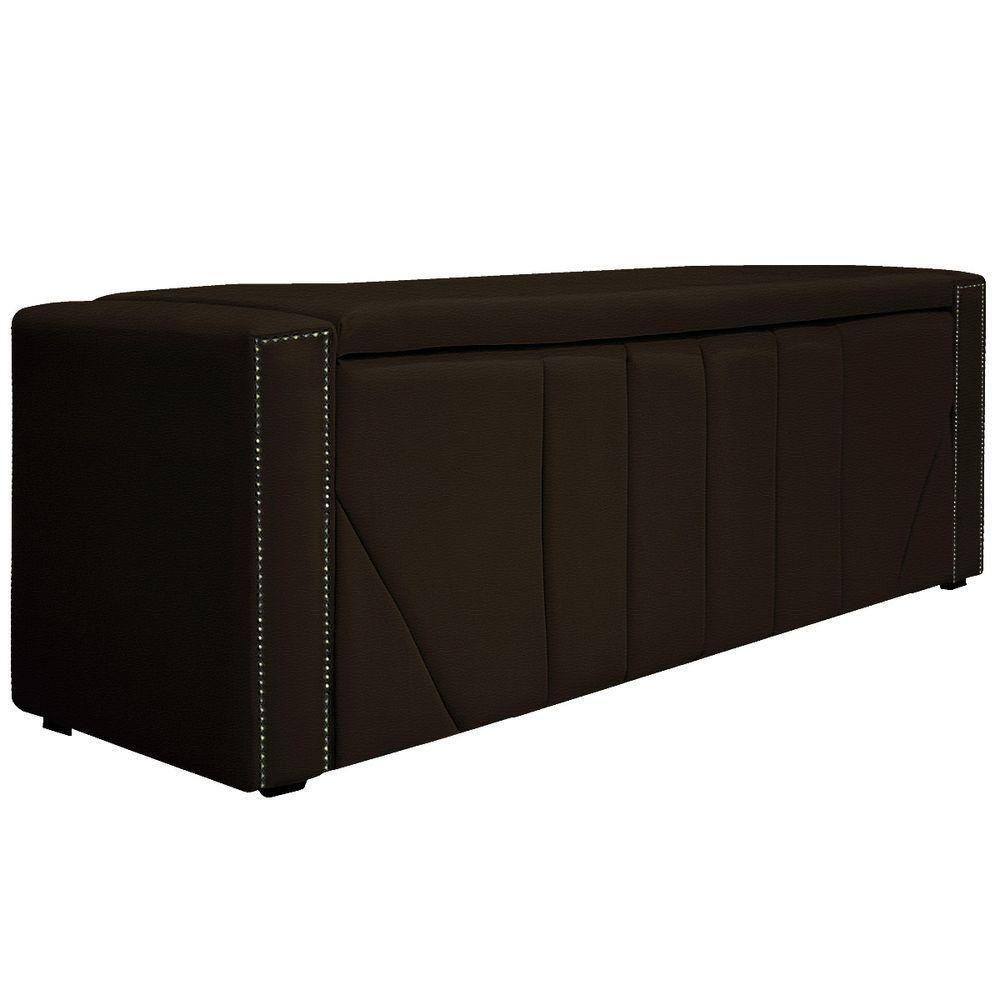Calçadeira Baú Queen 160 Cm Para Cama Box Corano Marrom