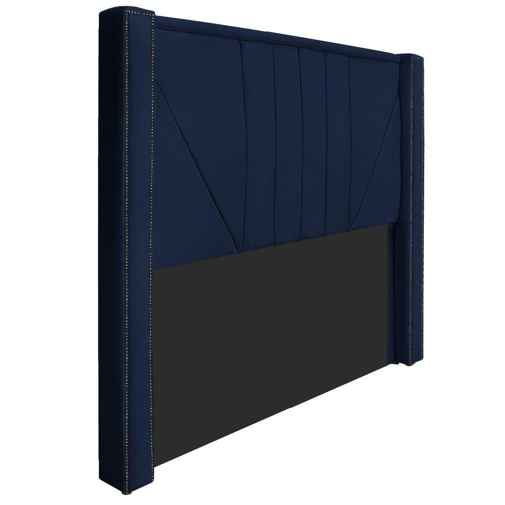 Cabeceira King 195 Cm Para Cama Box Suede Azul Marinho