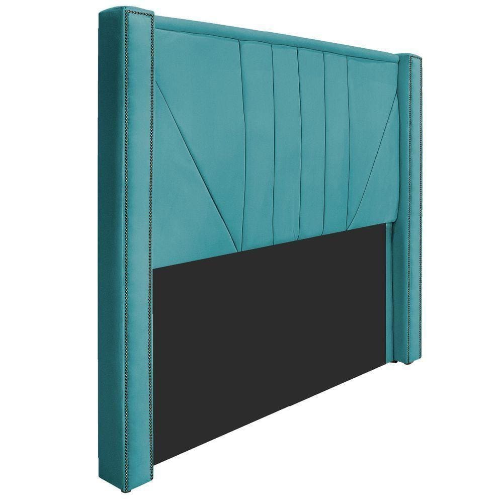 Cabeceira Casal 140 Cm Para Cama Box Suede Azul Turquesa