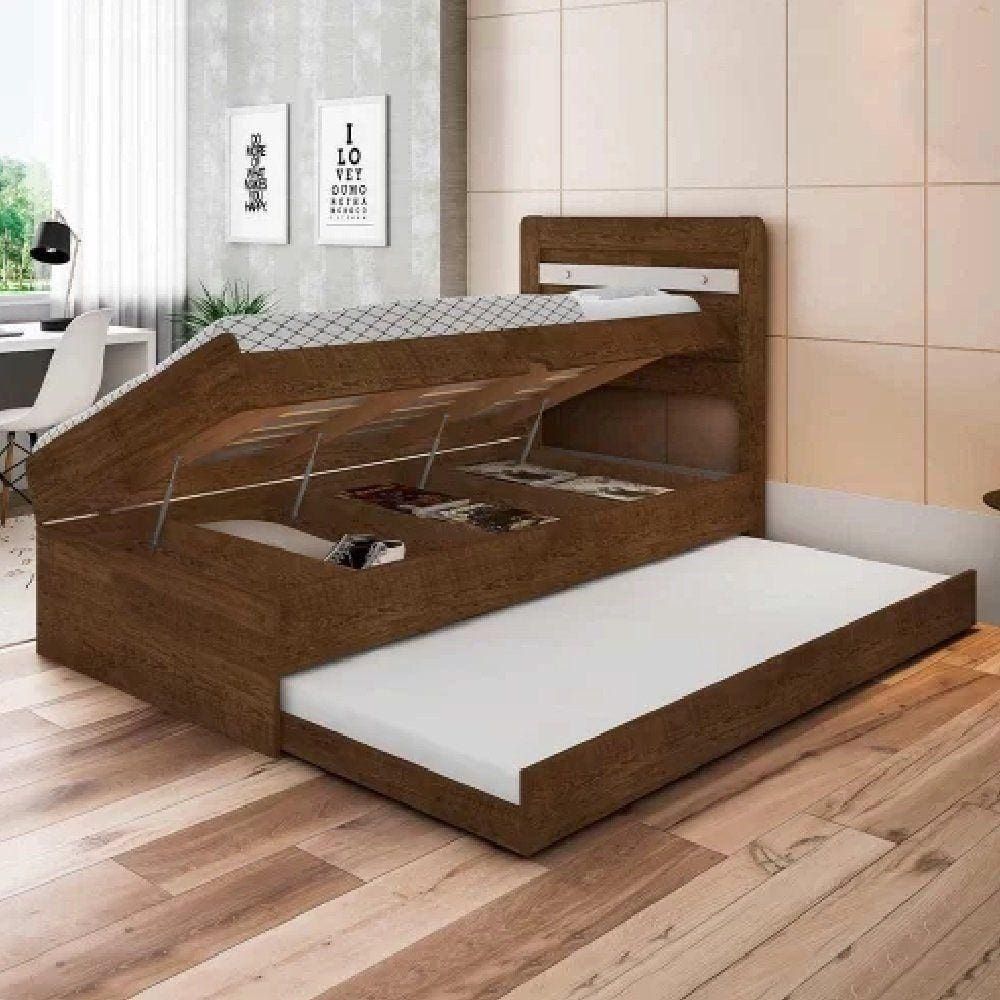 Cama Solteiro Malbec Off White Com Auxiliar