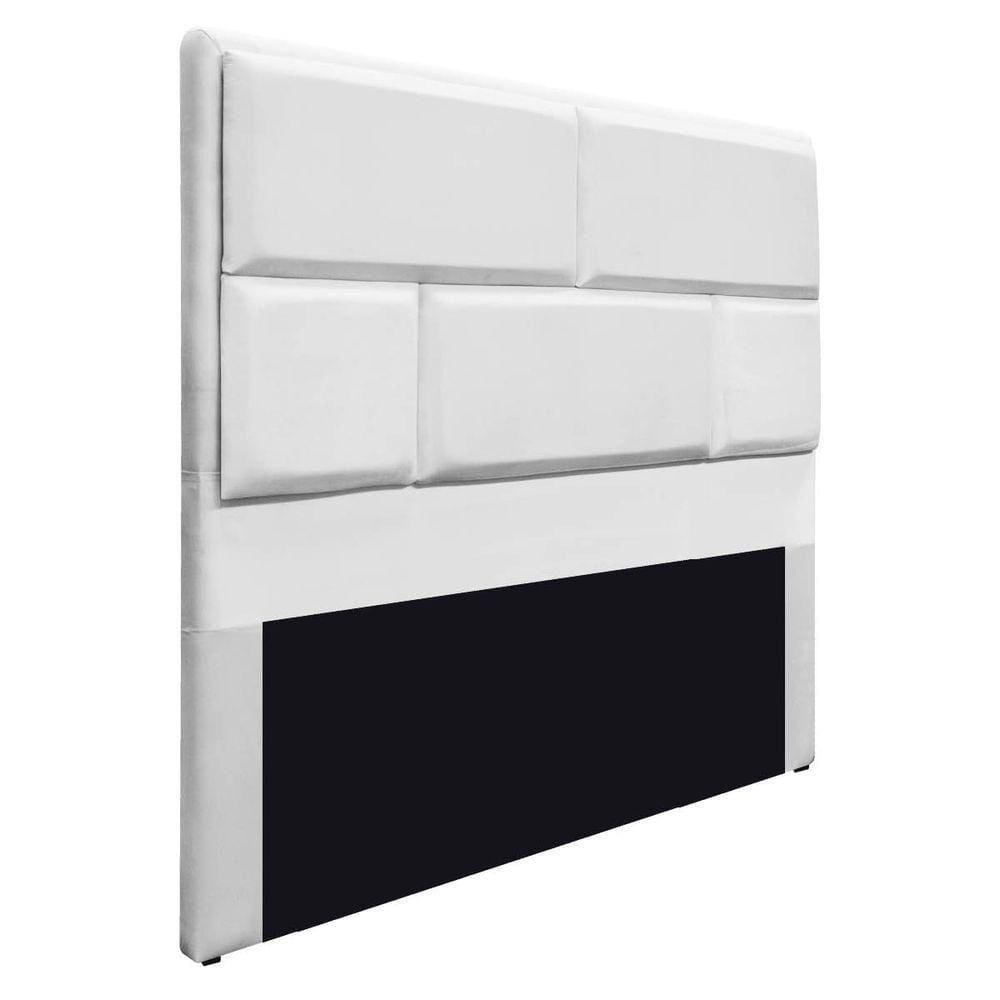 Cabeceira Queen Brick 160 Cm Cama Box Suede Branco
