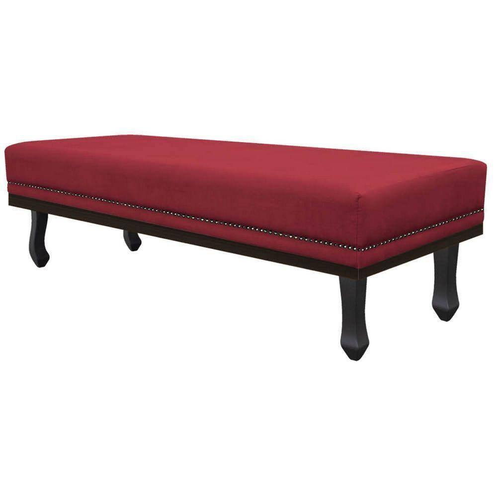 Calçadeira Casal P02 140 Cm Para Cama Box Suede Vermelho
