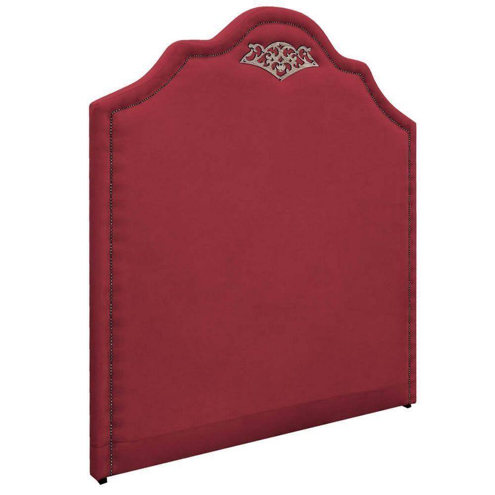 Cabeceira Solteiro P02 90 Cm Para Cama Box Suede Vermelho