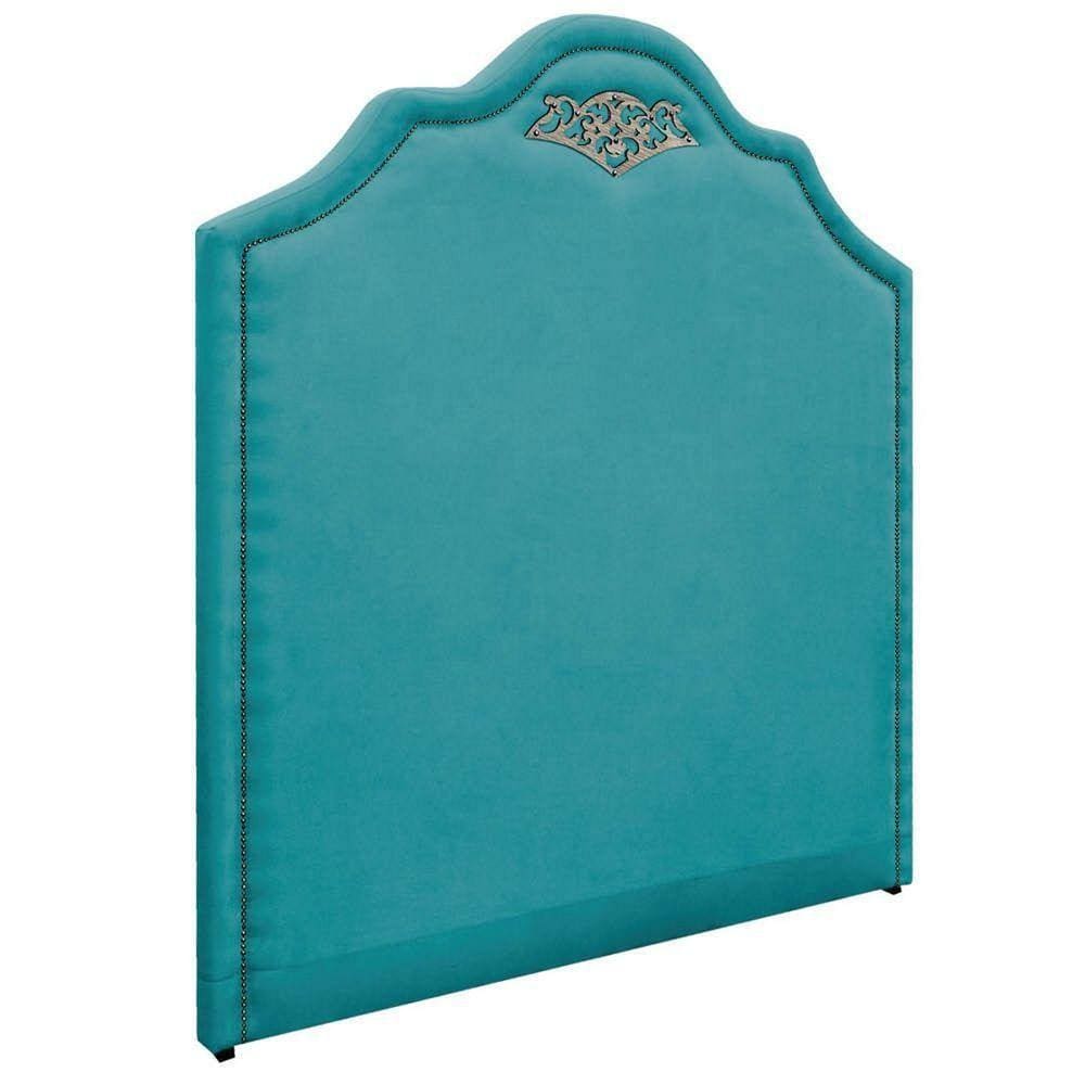 Cabeceira Casal 140 Cm Para Cama Box Suede Azul Turquesa