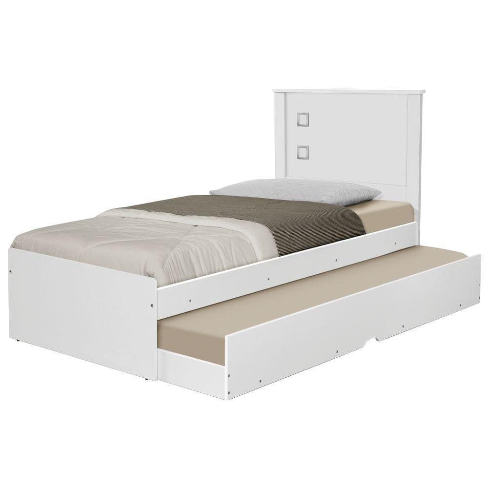Bicama Com Cama Auxiliar Bibox Solteiro Branco