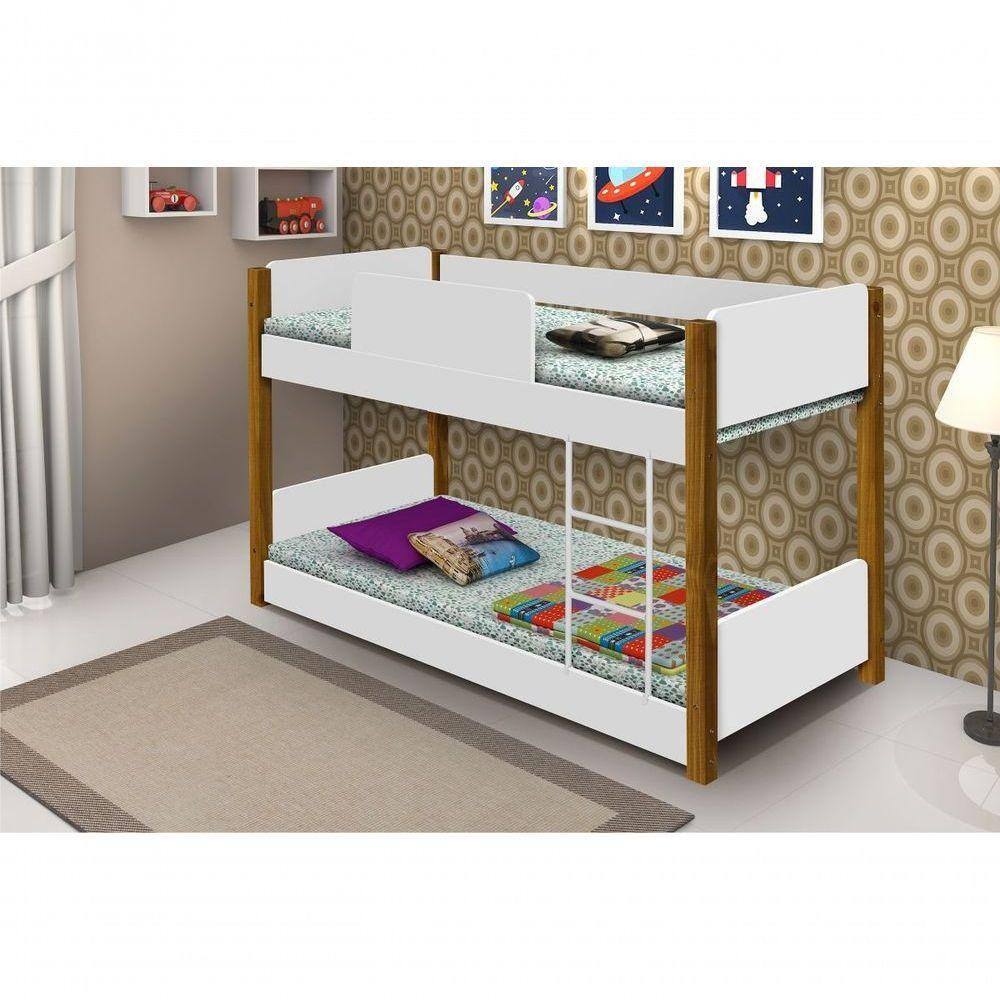 Beliche Mini Cama Branco E Mel Com Colchões