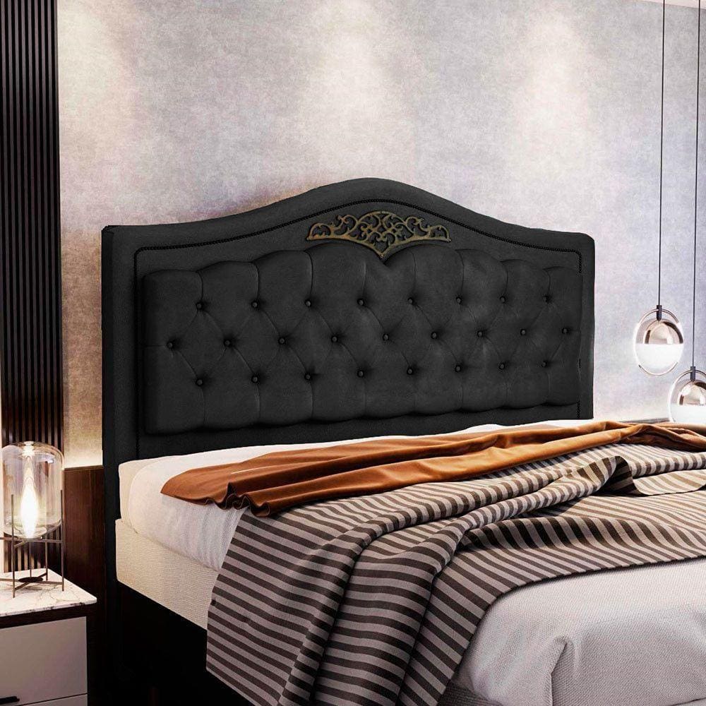 Cabeceira Holanda 1,95 M Com Design Retro King Preto