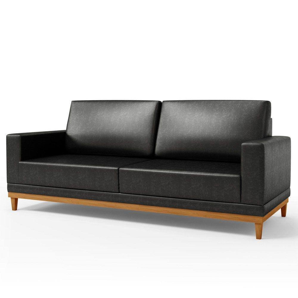 Sofá 180cm 3 Lugares Kayrós D05 Couríssimo Preto - Mpozenato