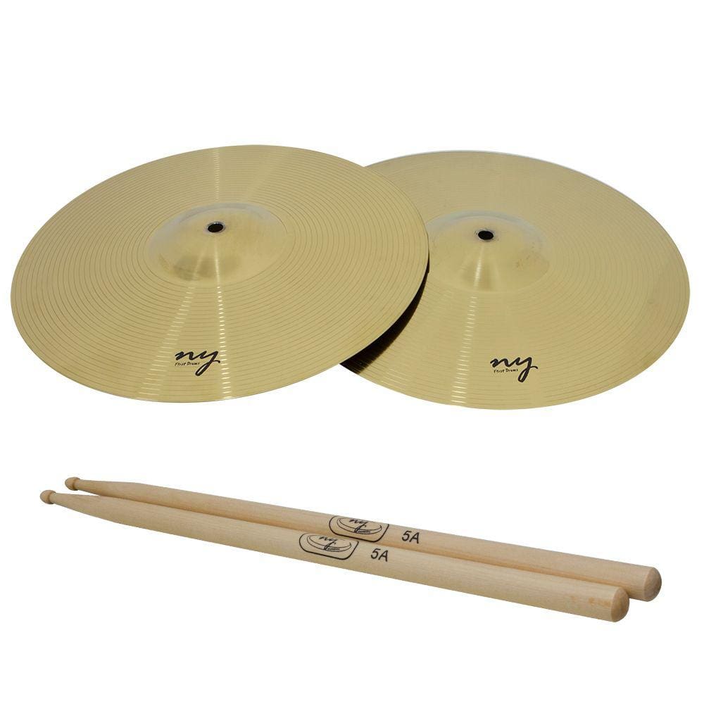 Par de Pratos Splash para Bateria 12” + Baqueta 5A Maple New York