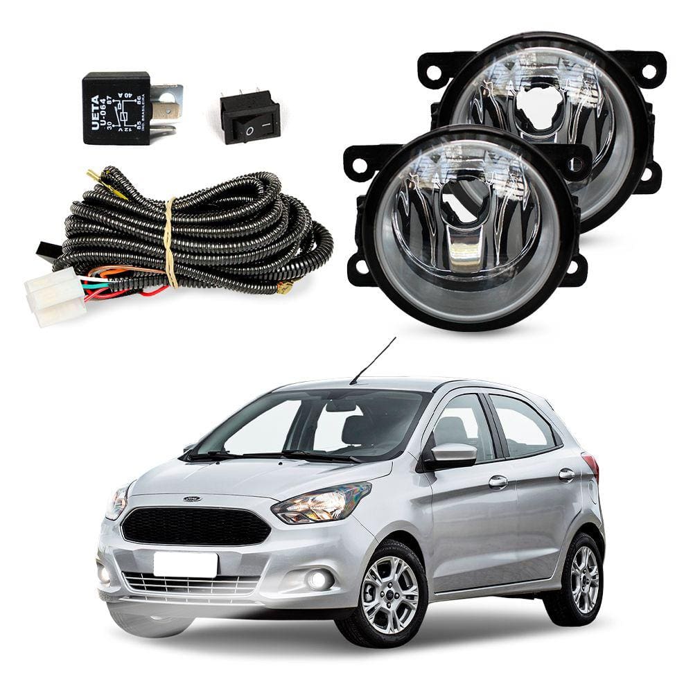 Kit Farol de Milha Ford Ka Hatch Sedan 2015 2016 2017 2018 2019 2020 2021 Auxiliar Neblina