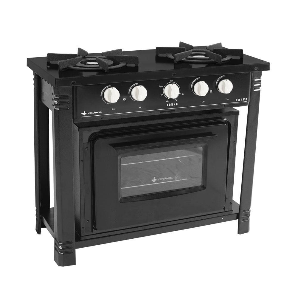 Fogão 2 Bocas Venâncio Extra C/ Forno Preto - E2d1f