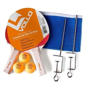 Kit Tênis De Mesa Vollo (2 Raquetes + 3 Bolas + Suporte + Rede) VT710-R