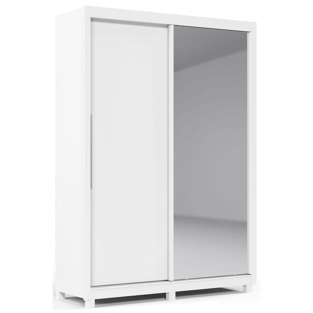 Guarda-Roupa com Espelho 2 Portas e Pés Royale Branco Acetinado - Gelius Móveis