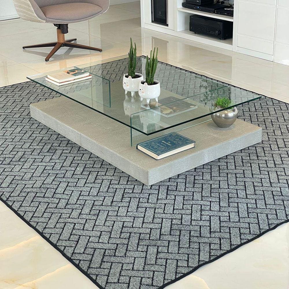 Tapete Carpete Elegante Trama 2,00 X 3,00 Titulos Cor Cinza