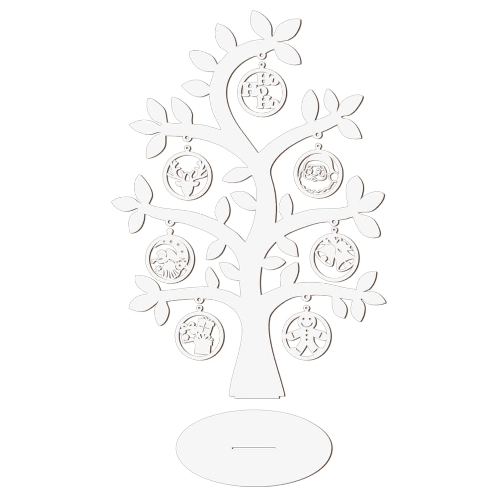 Árvore  Branca Com Bolinhas De Natal 28cmx40cm - Cria Arte Laser