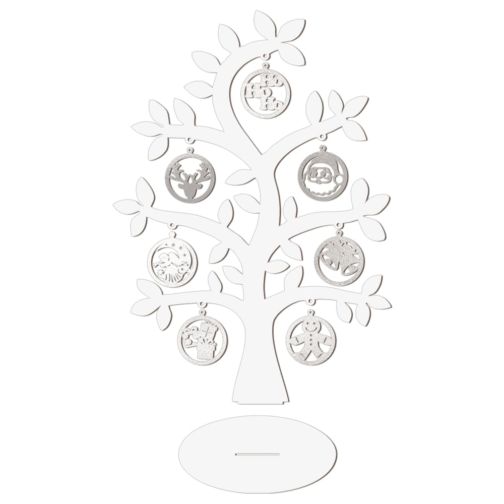 Árvore  Branca Com Bolinhas De Natal 28cmx40cm - Cria Arte Laser