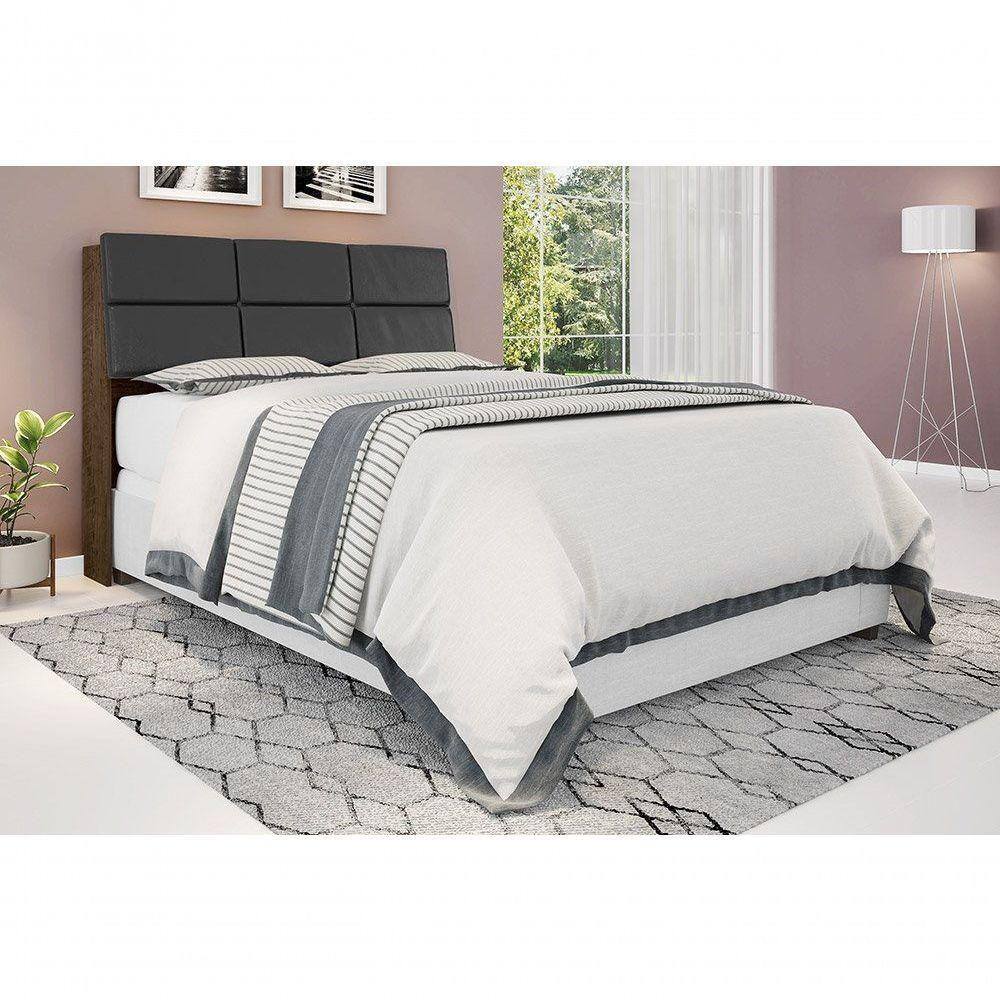 Cabeceira Box Casal 1,38 Isis Malbec Com Painel Class Preto