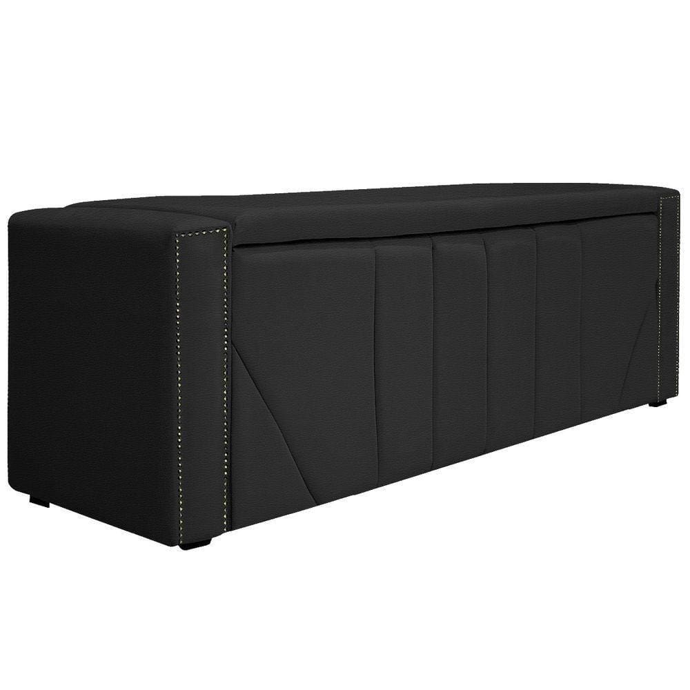 Calçadeira Baú Casal P02 140cm Para Cama Box CoranoPreto