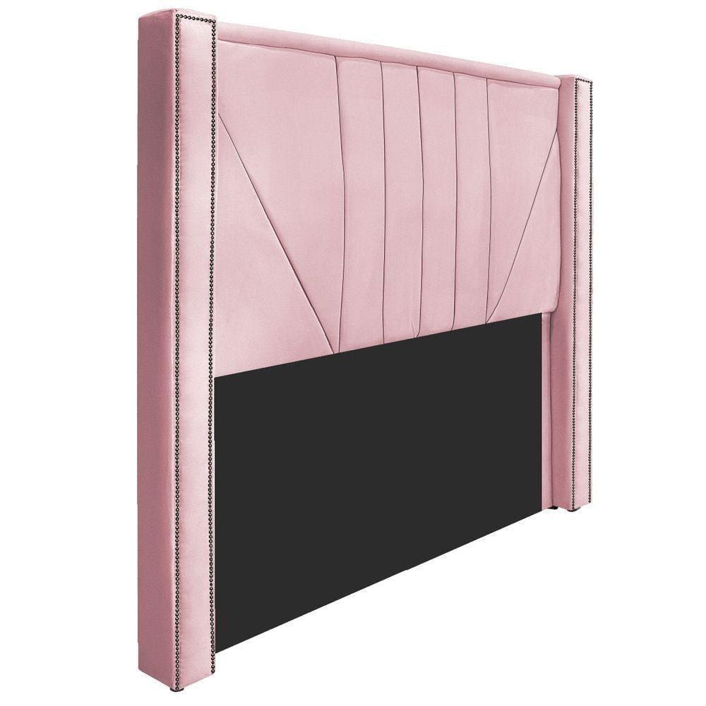 Cabeceira Queen Minsk P02 160cm Cama Box Suede Rosa Bebê