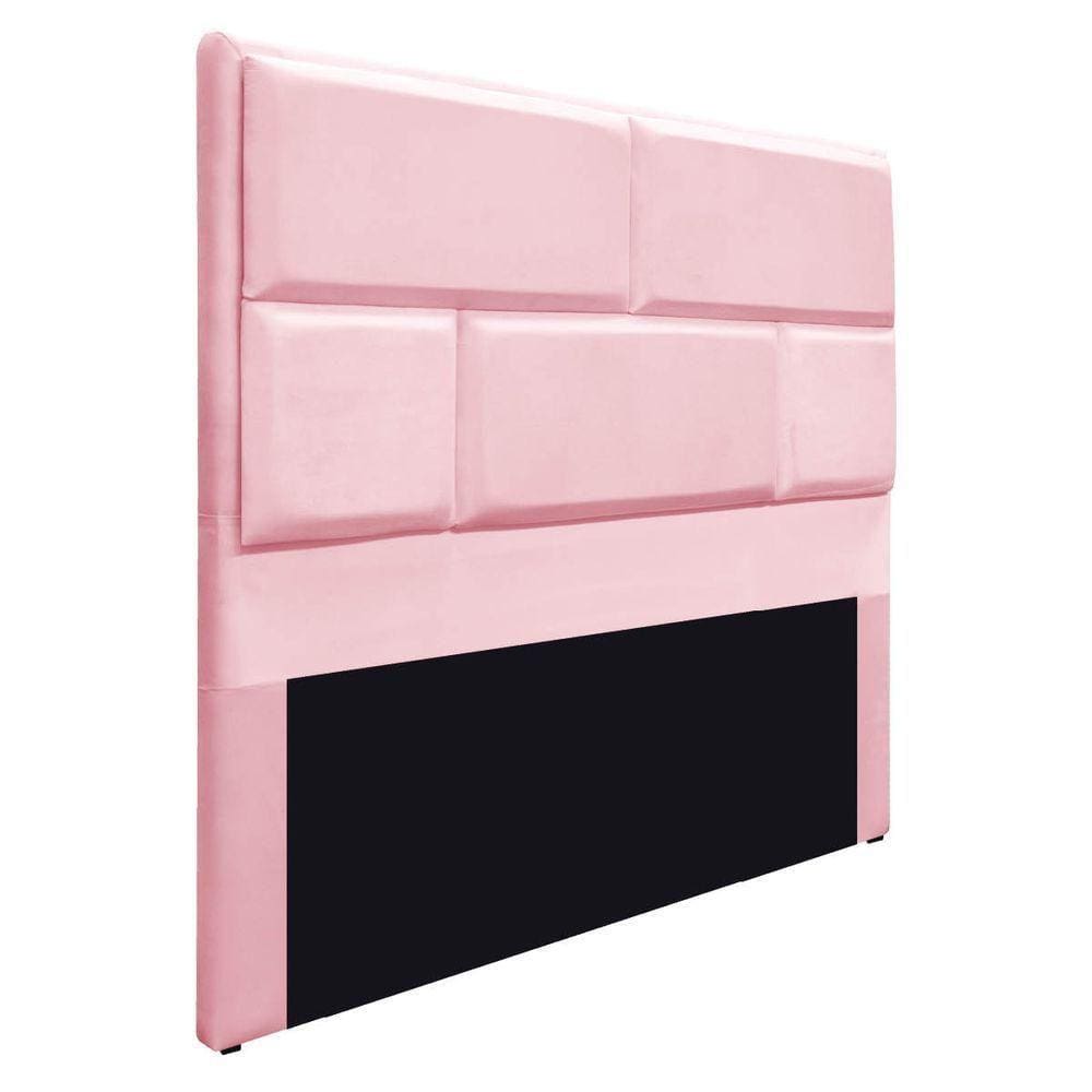 Cabeceira Queen Brick 160 Cm Cama Box Suede Rosa Bebê