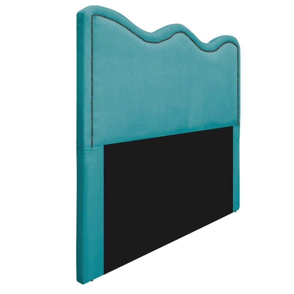 Cabeceira Casal Bari 140 Cm Cama Box Suede Azul Turquesa