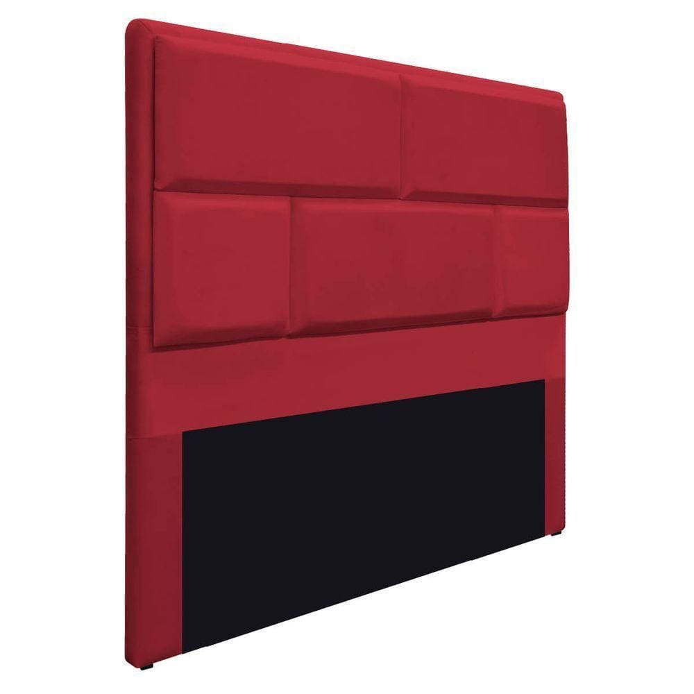 Cabeceira Queen Brick 160 Cm Cama Box Suede Vermelho