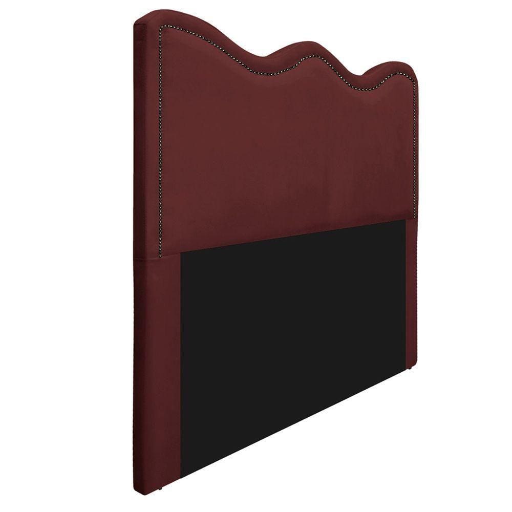 Cabeceira Casal Bari P02 140 cm Para Cama Box Suede Bordô
